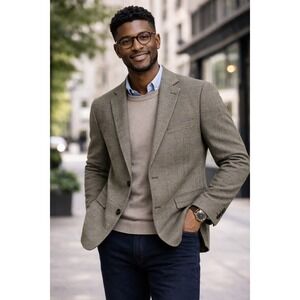 Houston White Men's Plaid Blazer Jacket Size Large Brown NWT